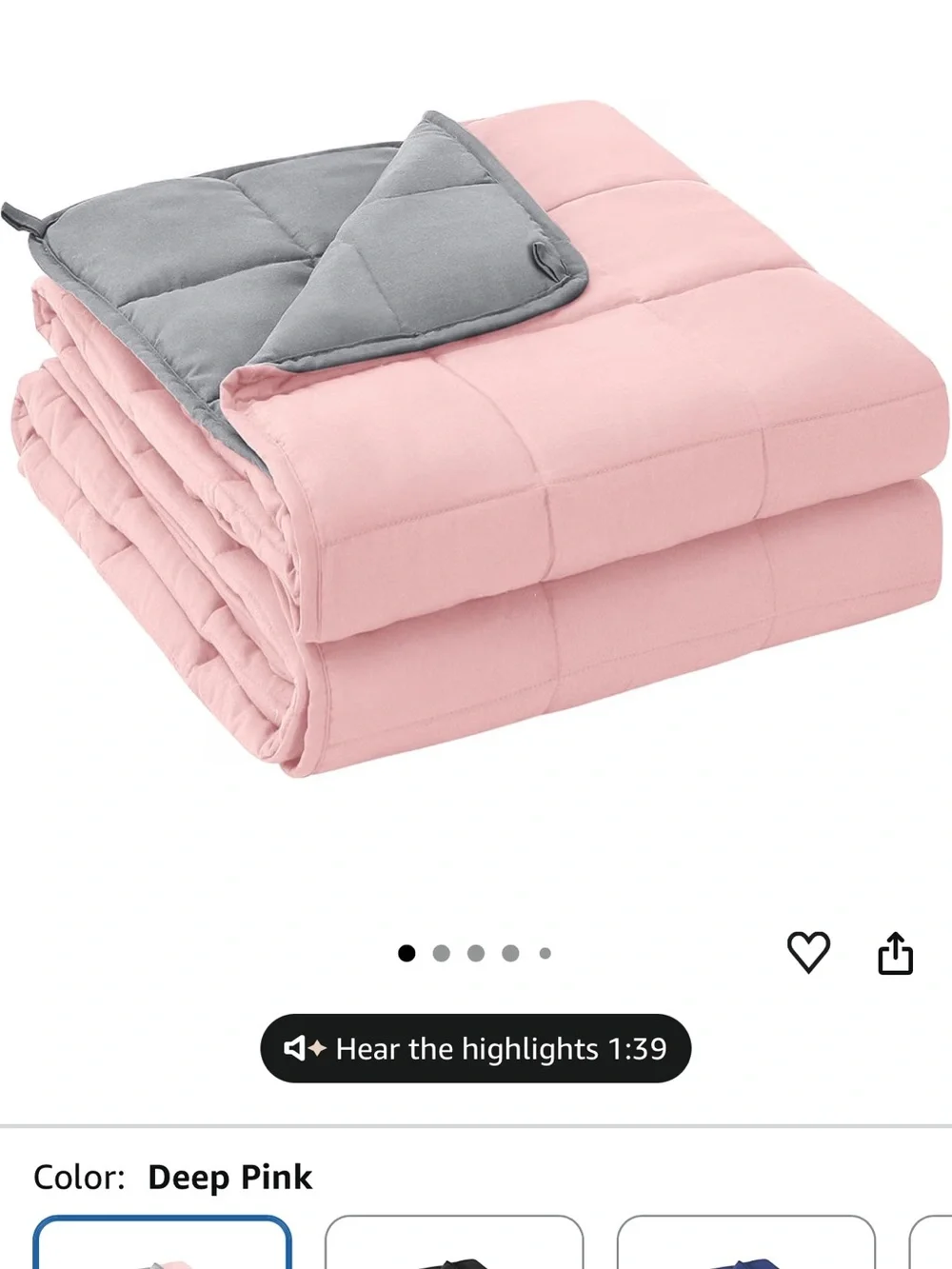 Pink Weighted Blanket Bedding Throw - Brand Unspecified